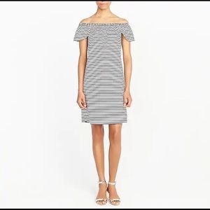 J Crew black/white stripe off shoulder dress NWOT